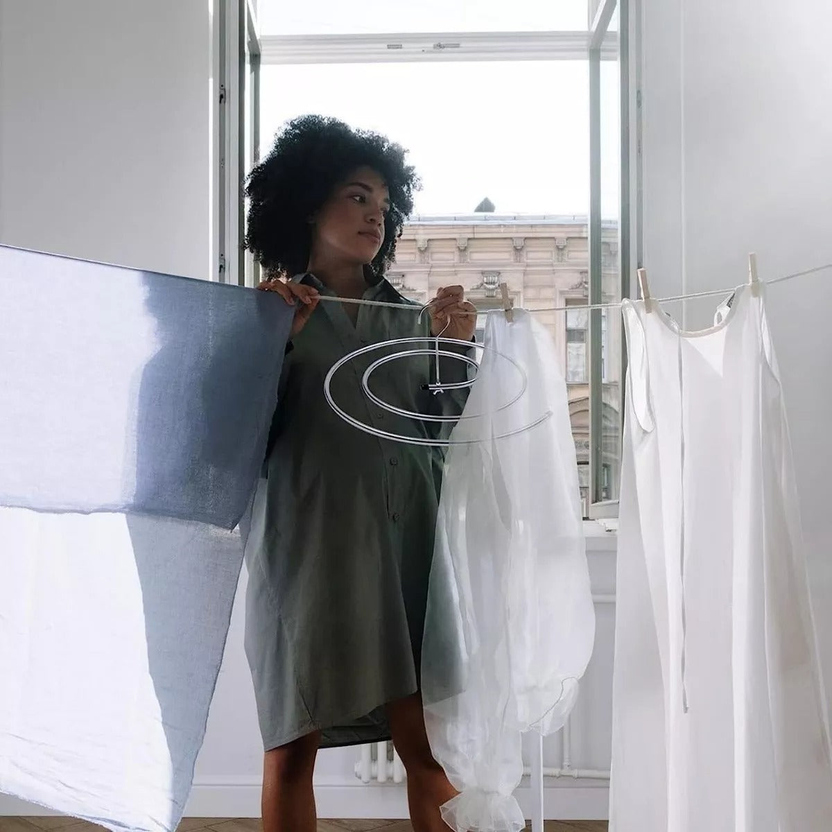 Spiral Drying Rack - No More Wind-Blown Laundry!